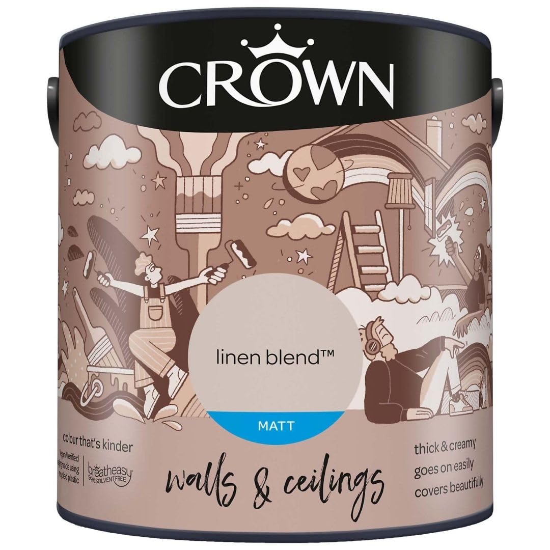 DRW Linen Blend Matt Emulsion Paint 2.5L | Interior Wall and Ceiling Paint | Smooth Flat Matt Finish | Durable Everyday Room Paint for Living Room Bedroom Hallway and Dining Room