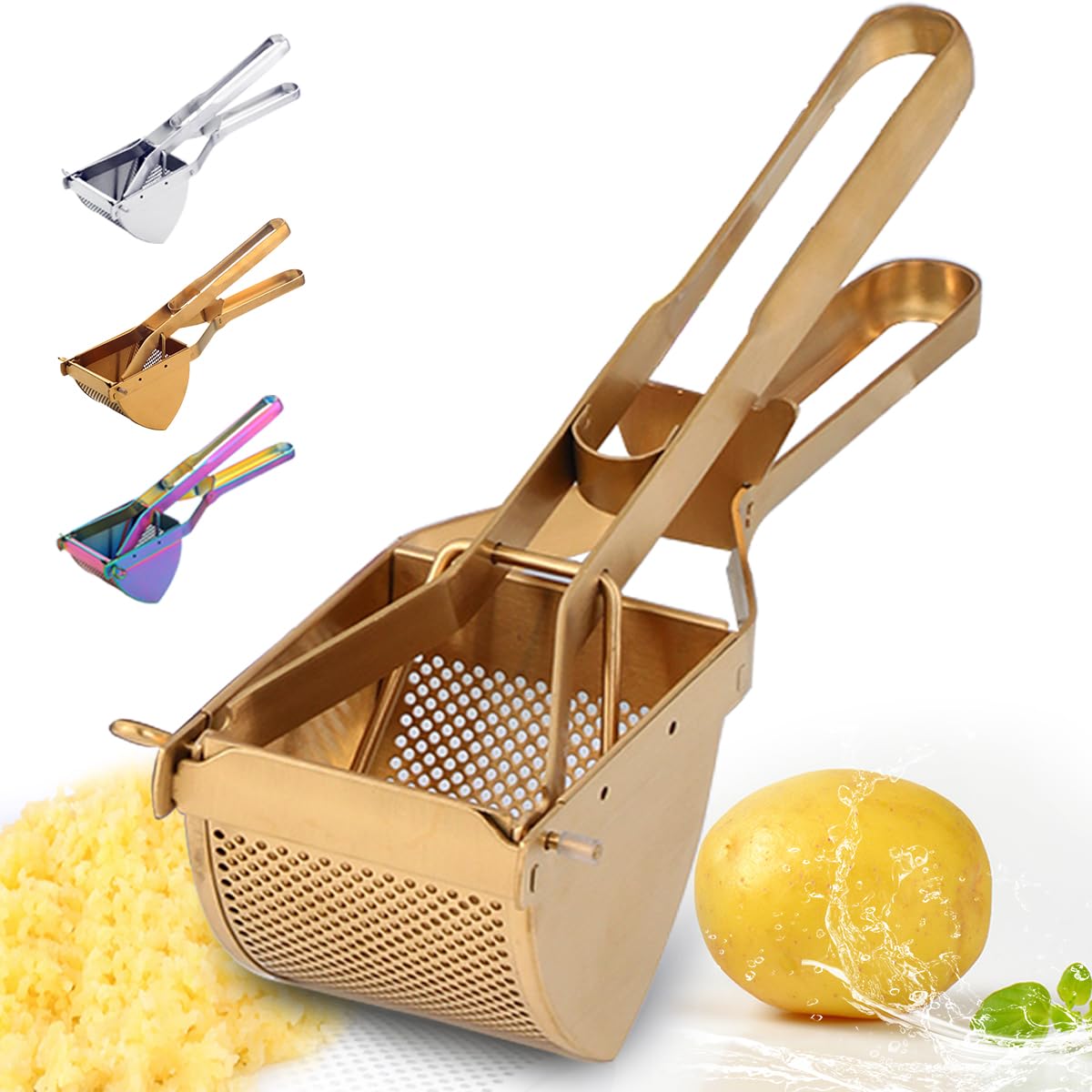 Prensador de patatas grande, triturador de patatas de acero inoxidable resistente para uso comercial y doméstico, prensa de frutas para bebés
