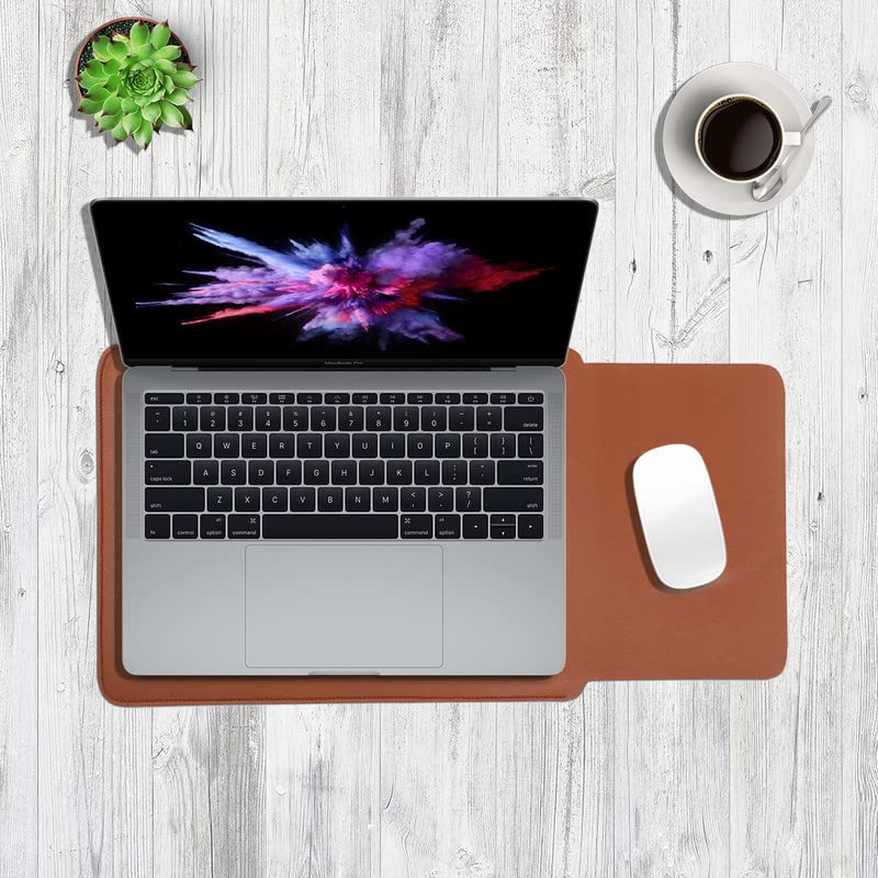 Image of Enthopia 15-15.4 Inch Slim Laptop Sleeve for 15 Inch MacBooks /Other 15 Inch Slim Laptops Protective Cover with Organiser Pouch for Mouse,Charger,Hard Disk,Pen Drive,etc - Vegan Leather (Tan)