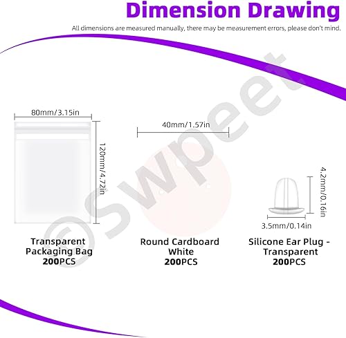 Miniatura 2 de Swpeet Juego de 600 tarjetas de exhibición de aretes blancos, tarjetas redondas de 1.6 in a 1.6 pulgadas con parte trasera de aretes y bolsas