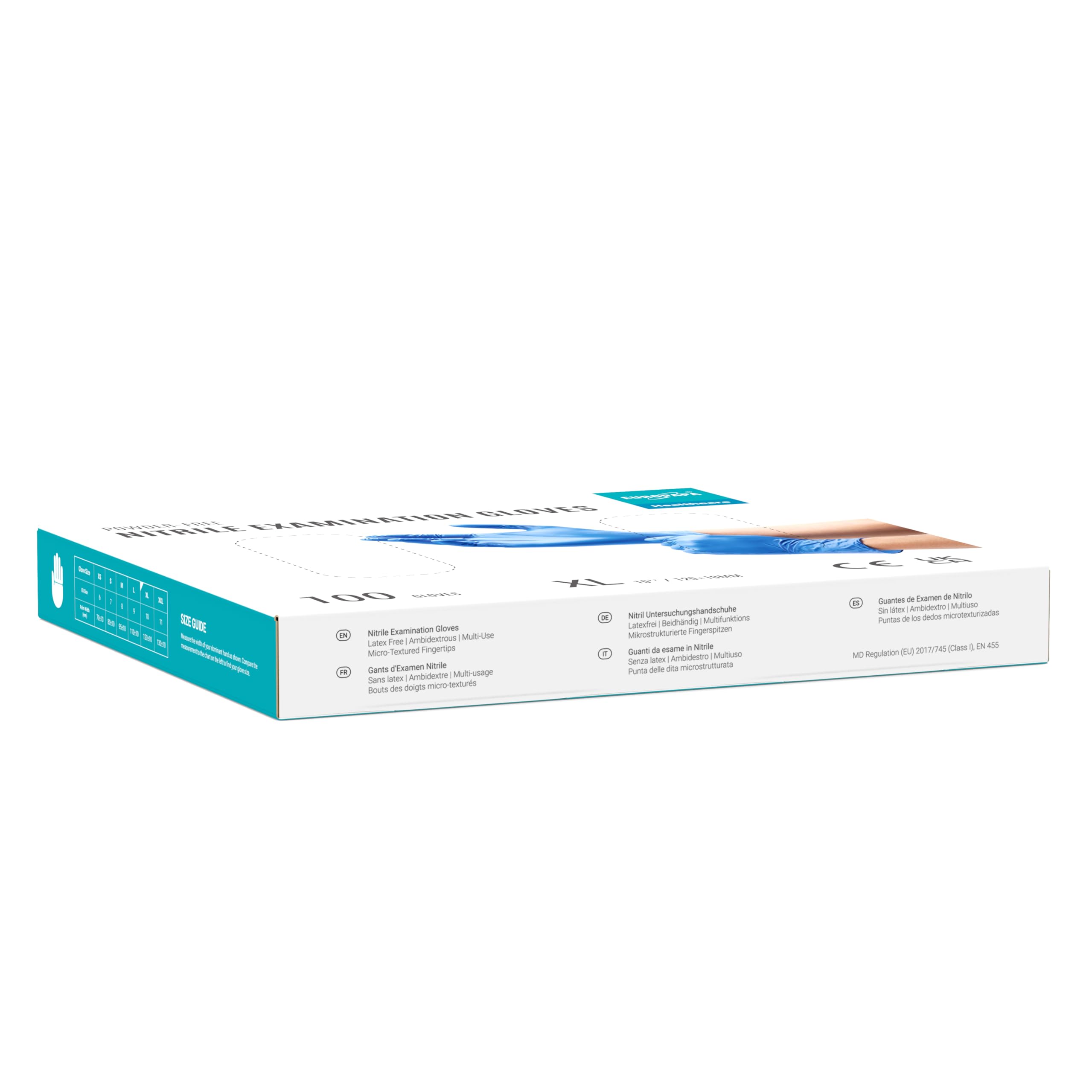 EUROPAPA® 2000 Stück (20x100) Nitrilhandschuhe Box Einweghandschuhe, Einmalhandschuhe, Untersuchungshandschuhe, puderfrei, ohne Latex, unsteril, latexfrei, disposible gloves (XL, Ocean Blau)
