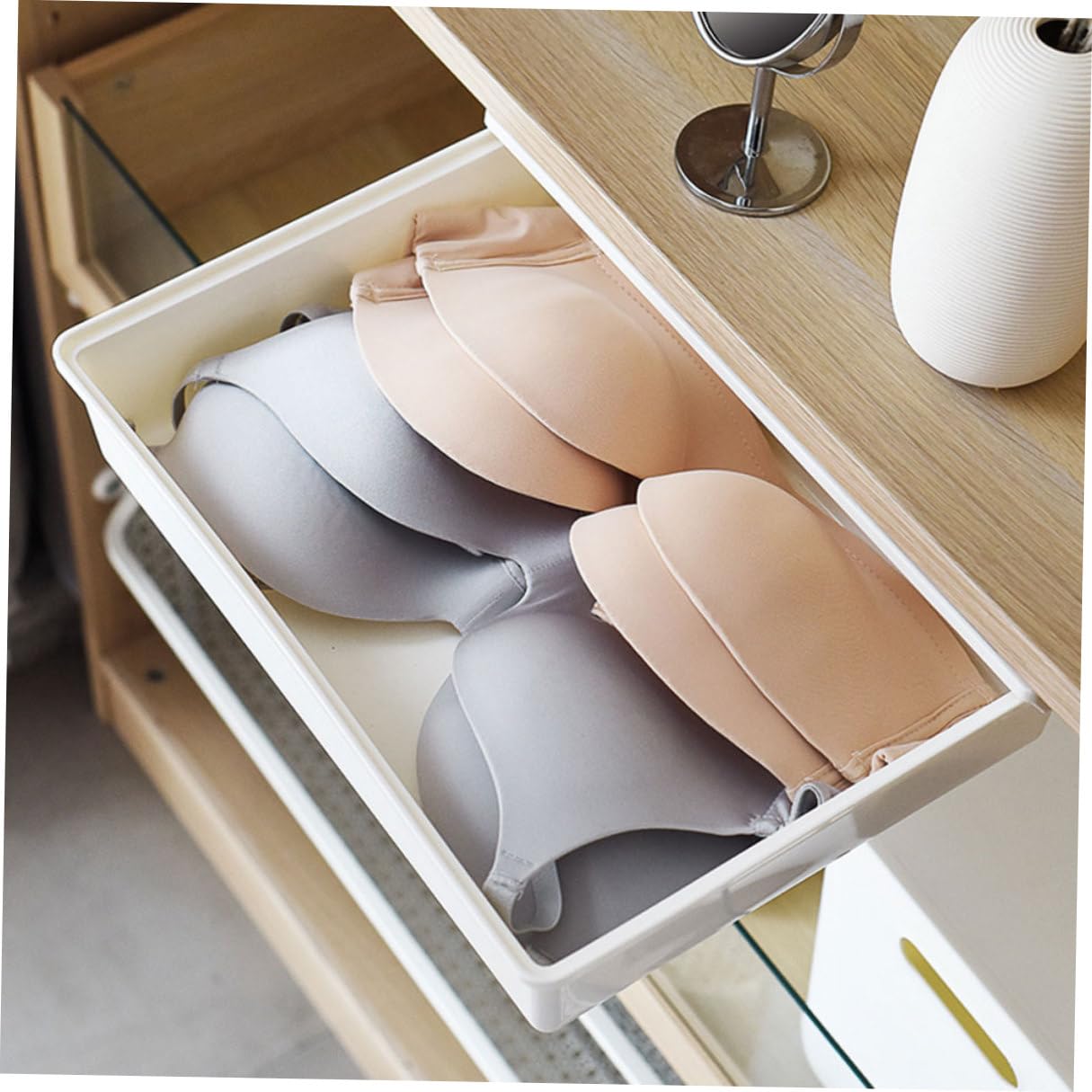 Boîte de Rangement à Tiroir Caché Abs, Grand Format Blanc sous Bureau