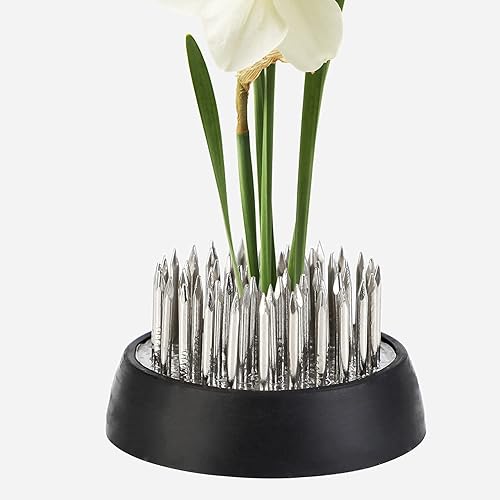 Miniatura 7 de JUSTDOLIFE Flower Frogs - Florero de ranas florales de acero inoxidable Kenzan  Soporte redondo de metal para arreglos florales Ikebana  Arreglos de