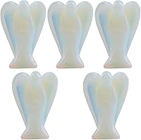 Vista 23 de mookaitedecor Set of 5 Assorted Crystal Angel Figurines, 1.5 inch Mini Guardian Angel Statue Carving Pocket Stone Sculpture for Home Room Office