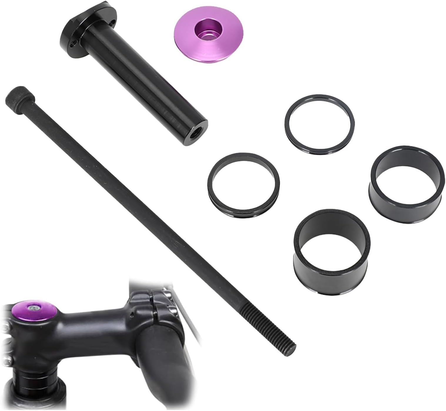 Motorcycle Stem Lock,Headset Spacer with Handlebar Stem Top Cap Base and Extended Nut for Surron Sur-Ron Sur Ron Light Bee S/X-Purple