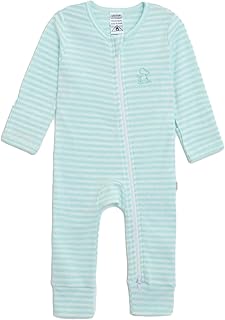 Baby Onesie Jumpsuit, 100% Organic Cotton, Double Zipper, Long Sleeves, Mittens, Tag-less