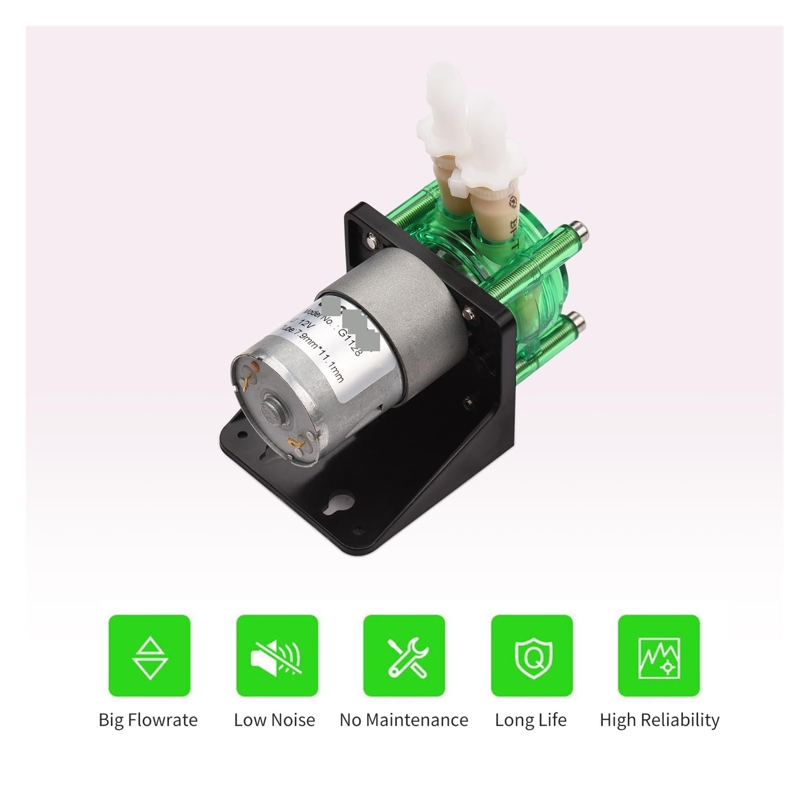 12 V/24 V Dosierpumpe, Schlauchpumpe, Mini-Wasser-Flüssigkeitspumpe, BPT-Rohr, selbstansaugend, 700 ml/min for Aquarium Lab, L-Panel-Stil Industrielle Anwendung(12V)