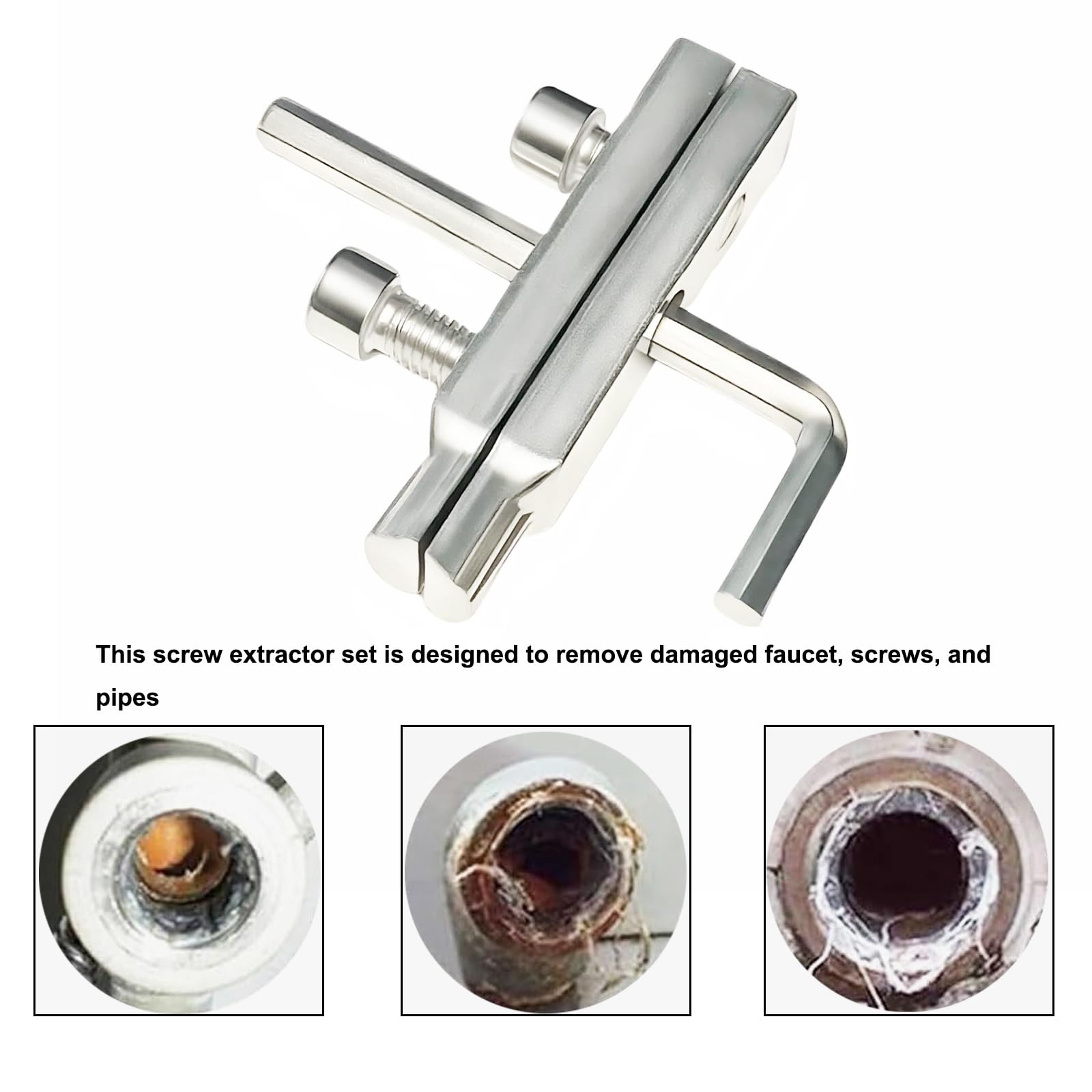 Estrattore per tubi rotti, rimozione vite spogliata, rimozione tubo dell'acqua danneggiato, set facile da estrarre per rubinetto rotto, estrazione viti e bulloni