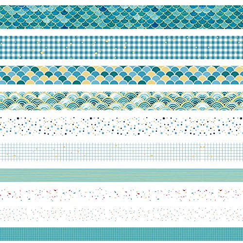 Conjunto de Fita Washi, 10 Rolos de Fita Adesiva, Fita de Papel Decorativa Floral Dourada para Artes