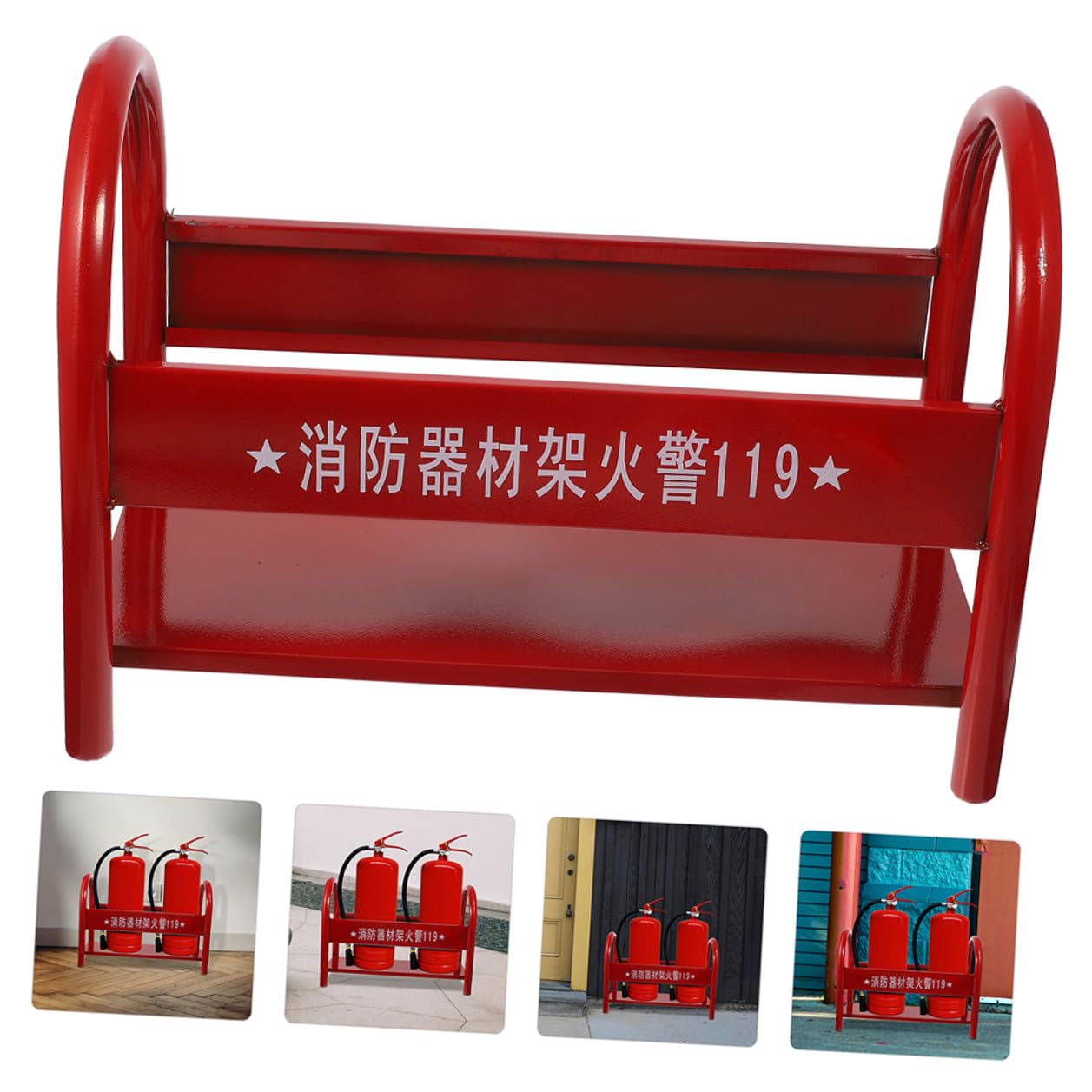 Anneome Soporte para Extintores de Polvo 2-4 Kg Base Metálica Reforzada Roja para Suelo Organizador y Soporte Doble para Extintores Adecuado para Almacenamiento Seguro y Uso