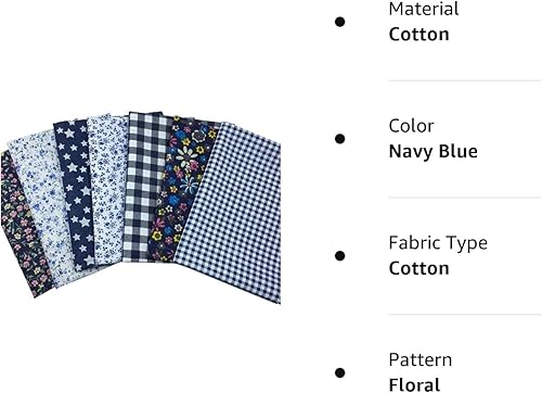 Miniatura 8 de Tela de acolchado Misscrafts 7 piezas de tela de algodón de 19.7 x 19.7 in, suministros de fabricación de bricolaje, paquete de tela de retazos para