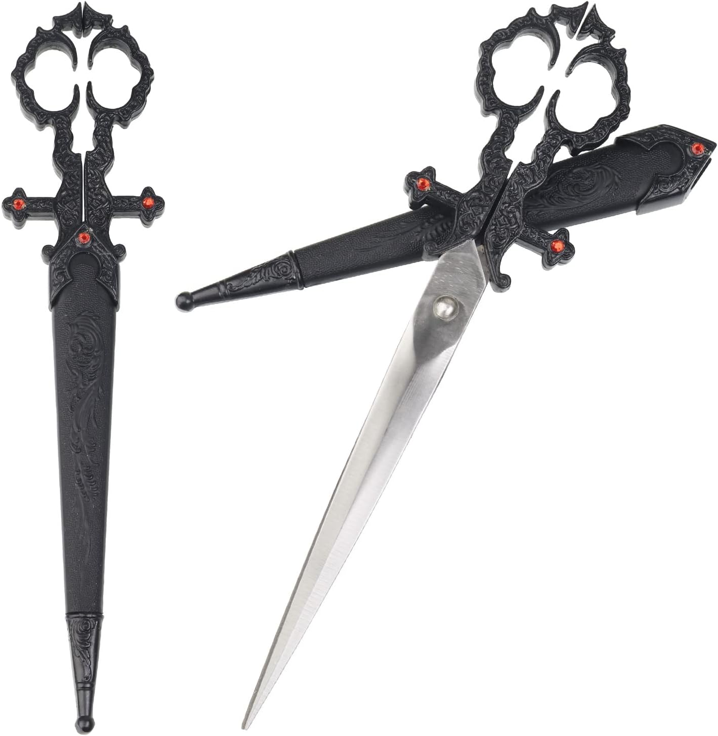 Munetoshi 10.25” Bodice Scissors Renaissance Dagger Black with Scabbard