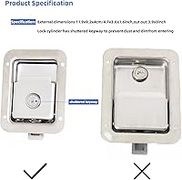 Vista 2 de Paquete de 1 cerradura de puerta de acero inoxidable resistente con mango de montaje empotrado para caja de herramientas de remolque, pestillo