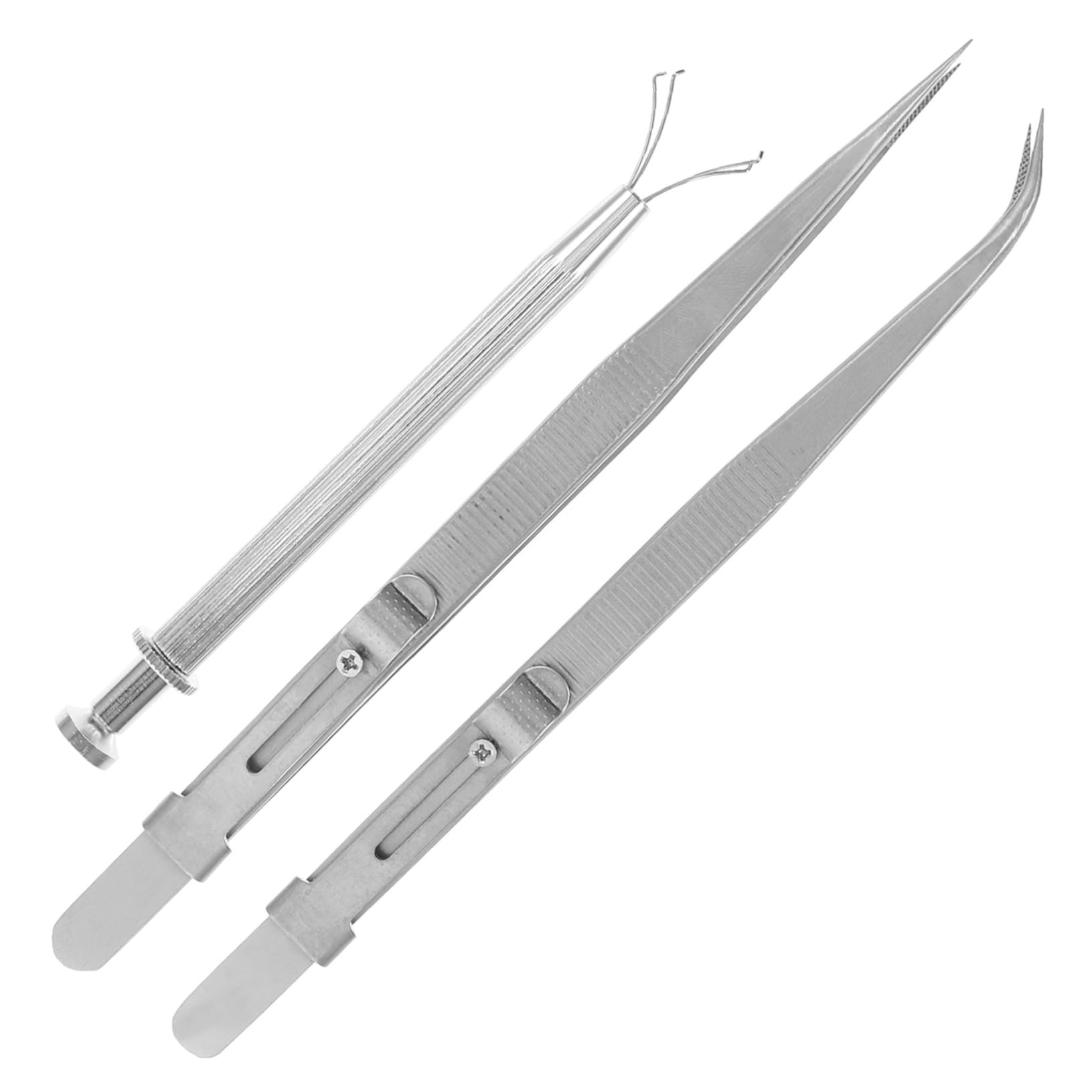 TEHAUX 3 Set di Pinzette di qualità in Acciaio Inossidabile Resistente per Gioielli Impugnatura Comoda per Un Facile Utilizzo