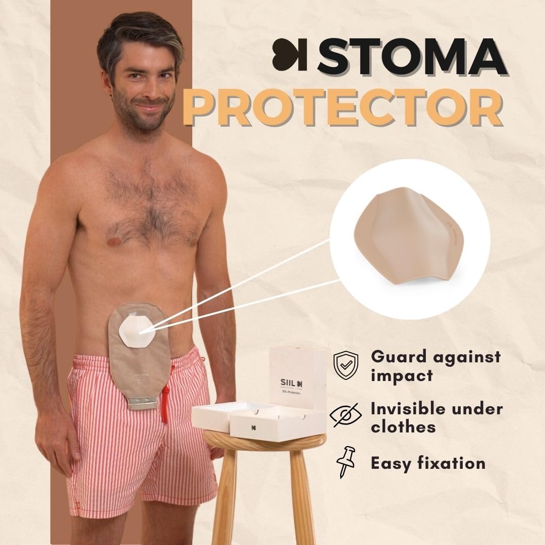 SIIL Cinturón de ostomía para hombre + protector | Fundas para bolsas de colostomía e ileostomía para deportes y natación | Cinturón de estoma sigiloso con cremallera | Soporte discreto para ostomía |