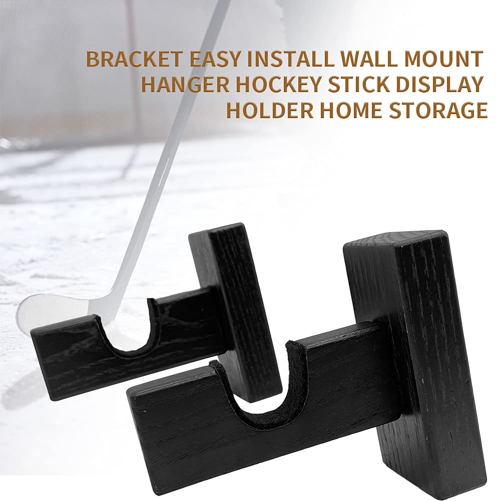 Supporti da parete per mazze da hockey in legno nero