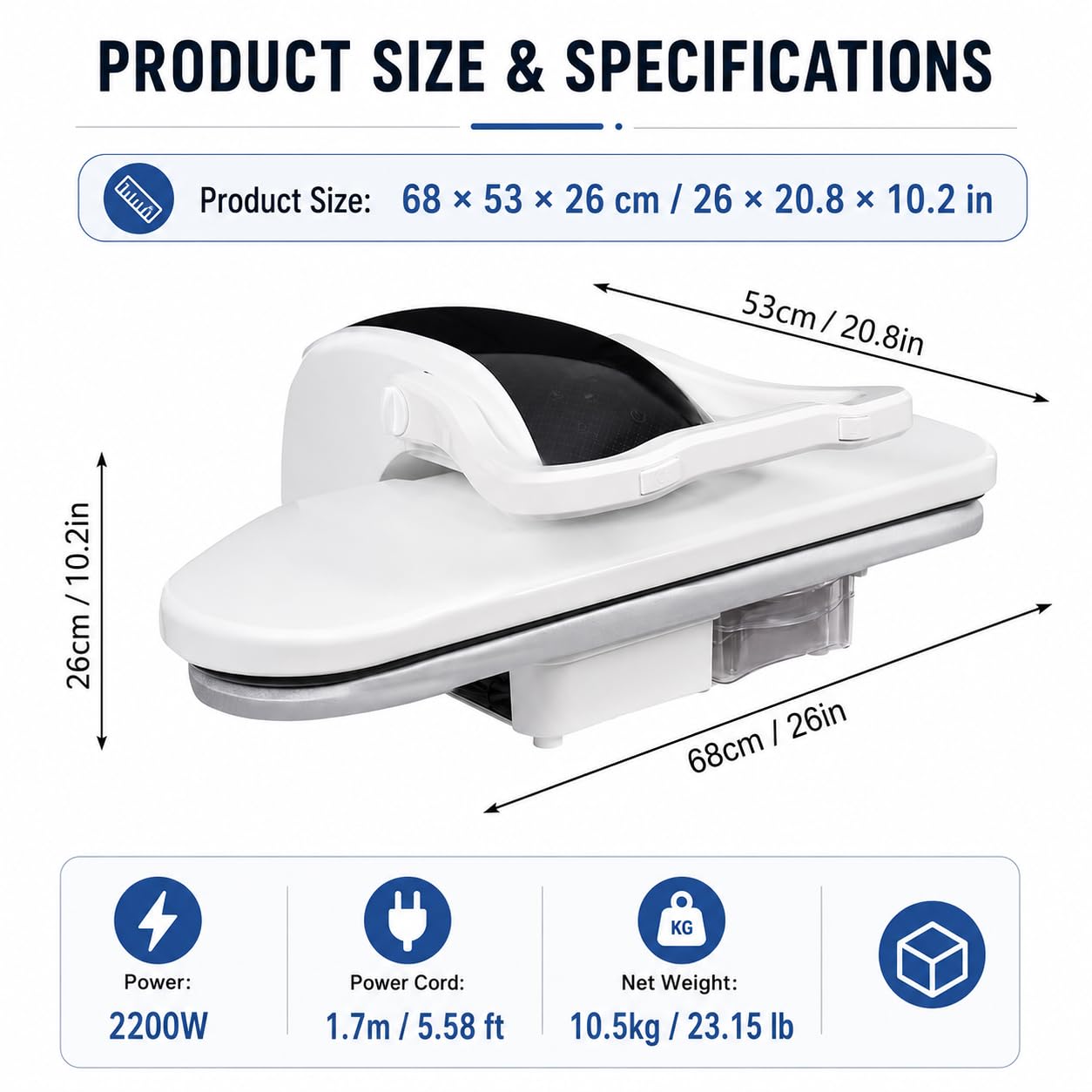 Presse à Repasser à Vapeur Professionnelle 2200W Machine à Repasser Intelligente,Avec écran Tactile,5 Modes De Repassage,Pour Repasser Nylon, Soie, Laine, Coton (Blanc)