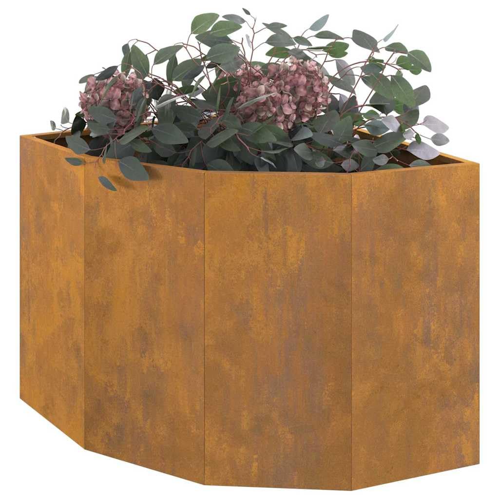 Roślina narożna, zardzewiała 60 x 60 x 50 cm, odporna na warunki atmosferyczne, wytrzymała metalowa grządka do ogrodu, na taras, do roślin outdoorowych, warzyw, duża