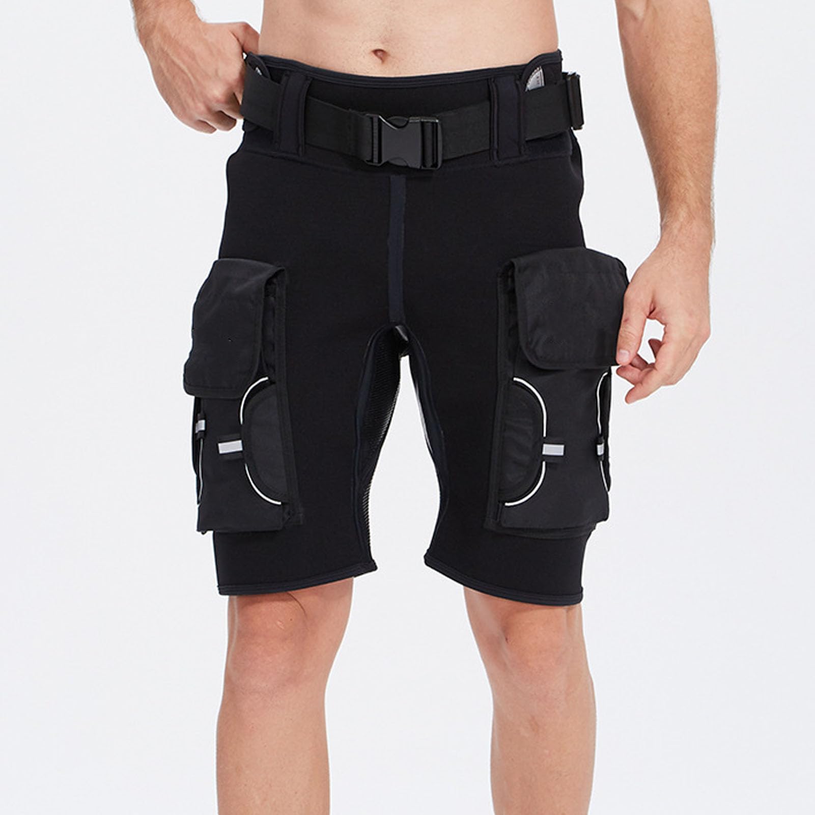 Męskie Spodenki do Pianki, 3 Mm Neoprenowe, Szybkoschnące Spodenki do Nurkowania z Wysokim Stanem, Neoprenowe Pływania z bezpieczną kieszenią Nurkowania Snorkeling Surfing Kajakarstwo Pływanie
