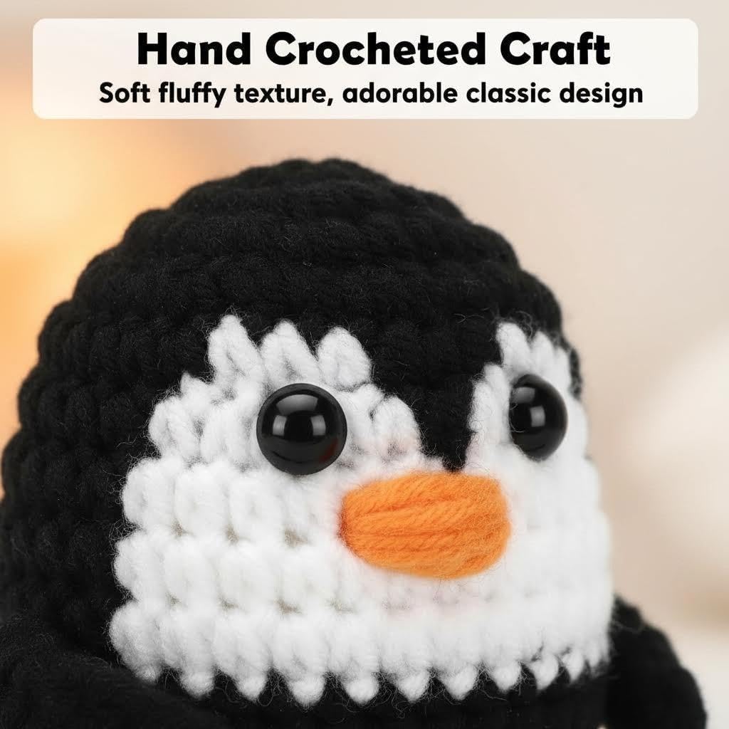 GODSDWARES Handmade Crochet Toys, Penguin Soft Toy, Gifts for Mom, Gift for Mother, Gift for Mom, Handmade Crochet Penguin with Heartfelt Card, Great for Gifts for Mum Birthday for Mum(7 * 9cm) 4