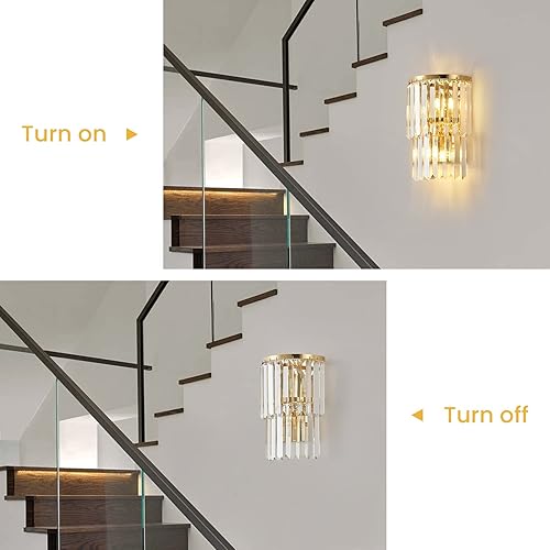 Miniatura 5 de SILJOY Lámpara de pared de lujo moderna de cristal para la cabecera del pasillo del baño de oro altura de 10.0 in