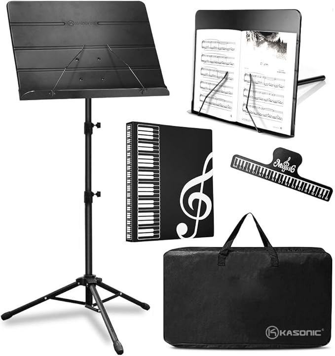 Kasonic 4 in 1 DualUse Folding Sheet Music Stand & Desktop Book Stand