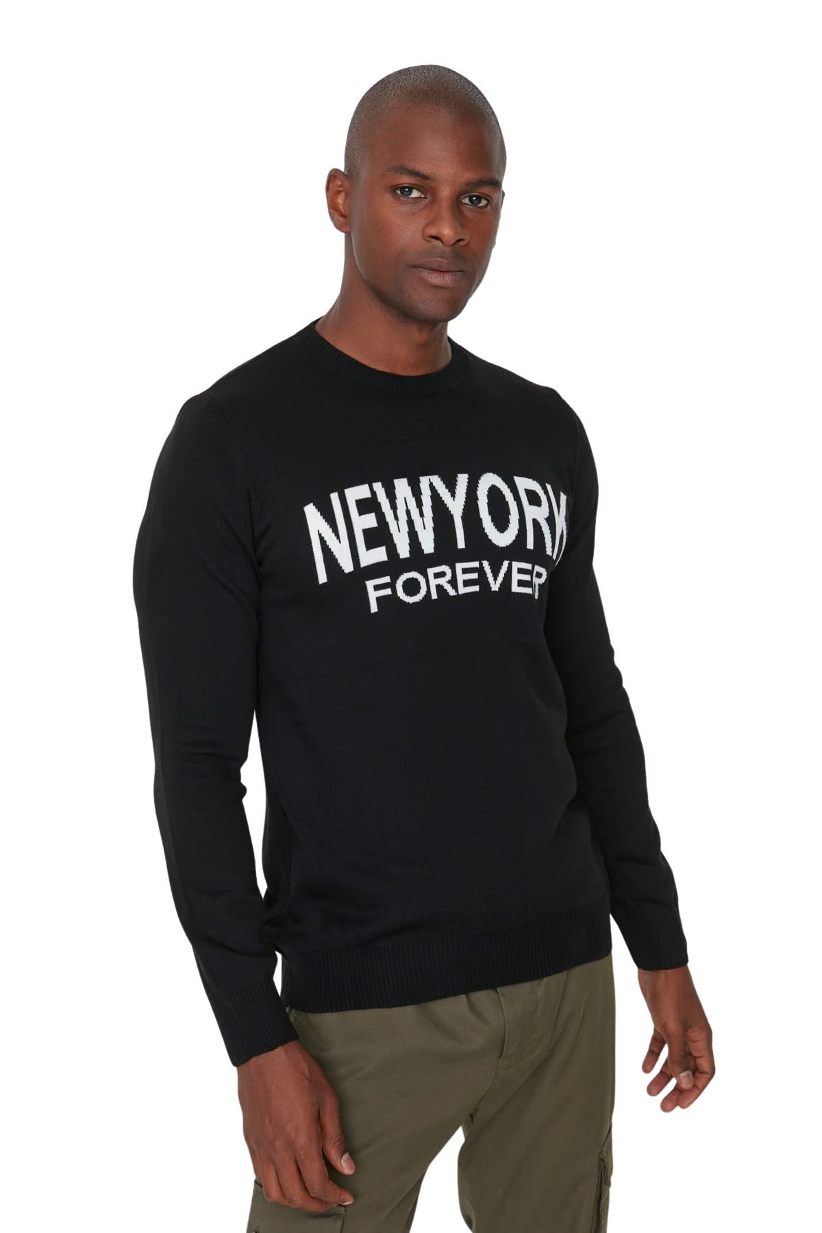 Trendyol Man Young Regular Basic Crew Neck Knitwear Sweater Black