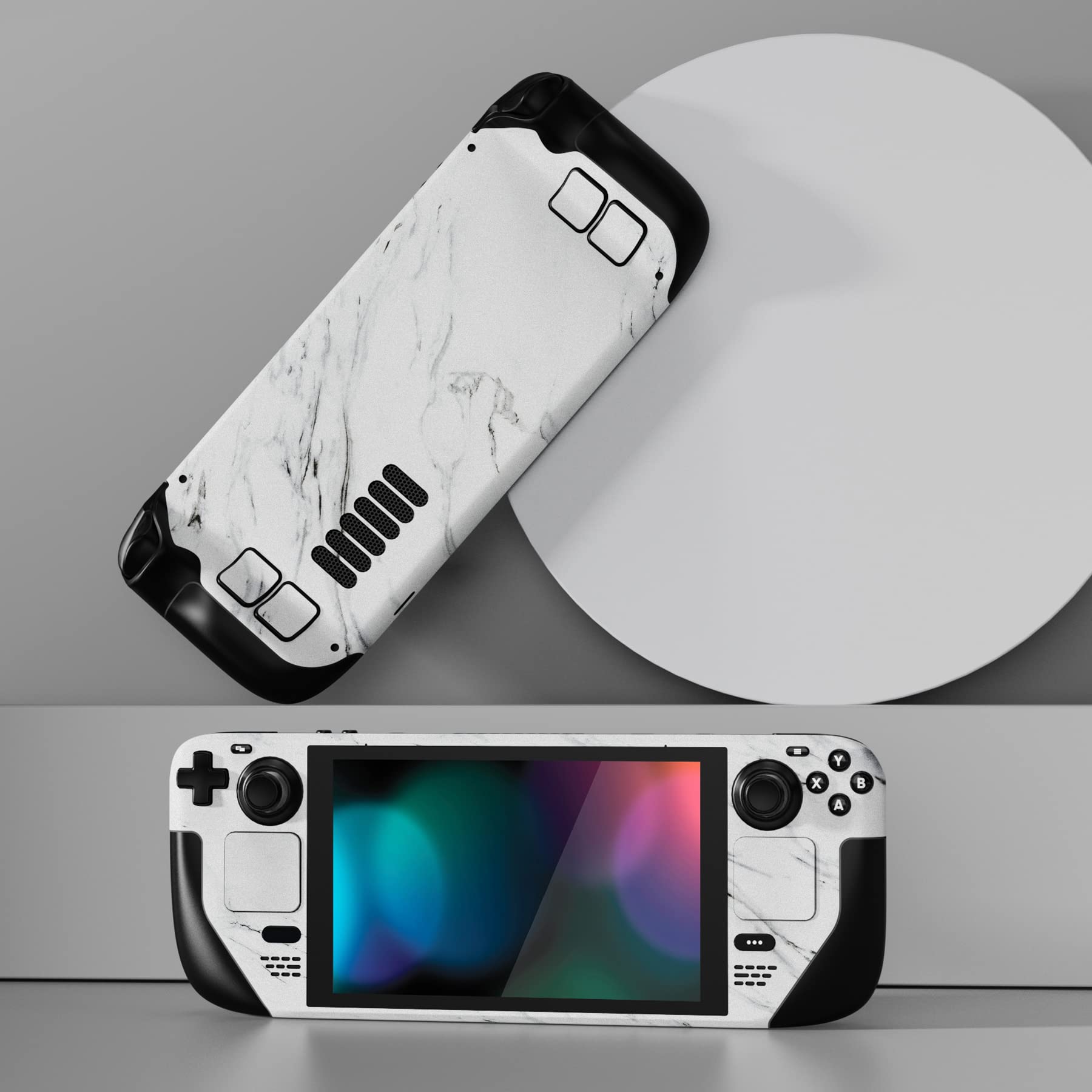 PlayVital Kit de Calcomanía Completa Protectora para Steam Deck LCD - Vinilos Skin Sticker Adhesivo, Pegatinas Personalizadas de Protección para Steam Deck OLED (Mármol Blanco Moderno)