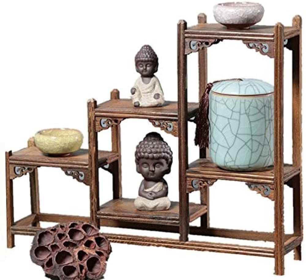 Amazon｜中国の木製骨董品棚、アンティークとキュリオの陳列棚、お土産