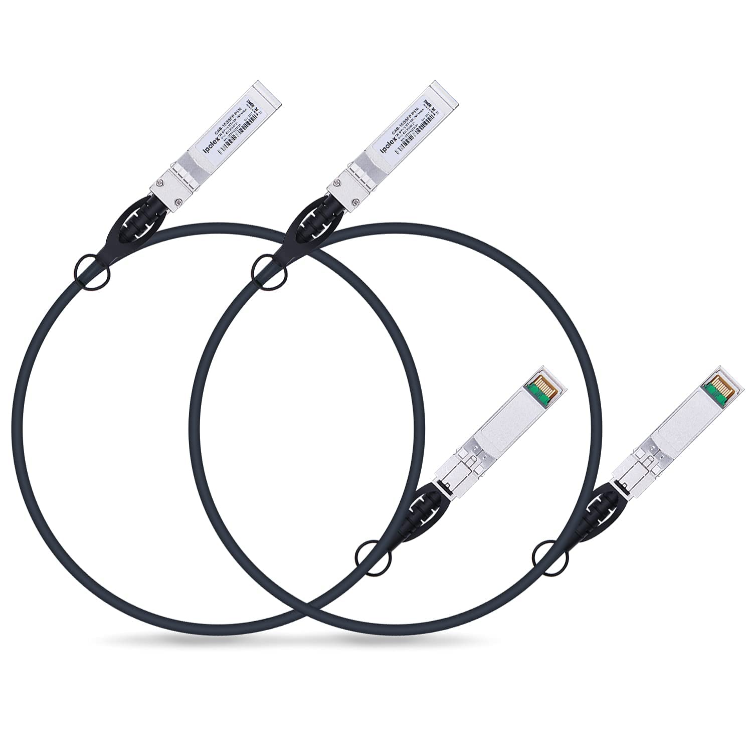 ipolex Cavo in rame 10G SFP+, DAC SFP+, cavo in rame ad attacco diretto 10GBASE-CU, cavo Twinax passivo 10Gb/s compatibile per Cisco, Ubiquiti, Meraki, Mikrotik, Intel e altri. 1-metri, 2-Pack.
