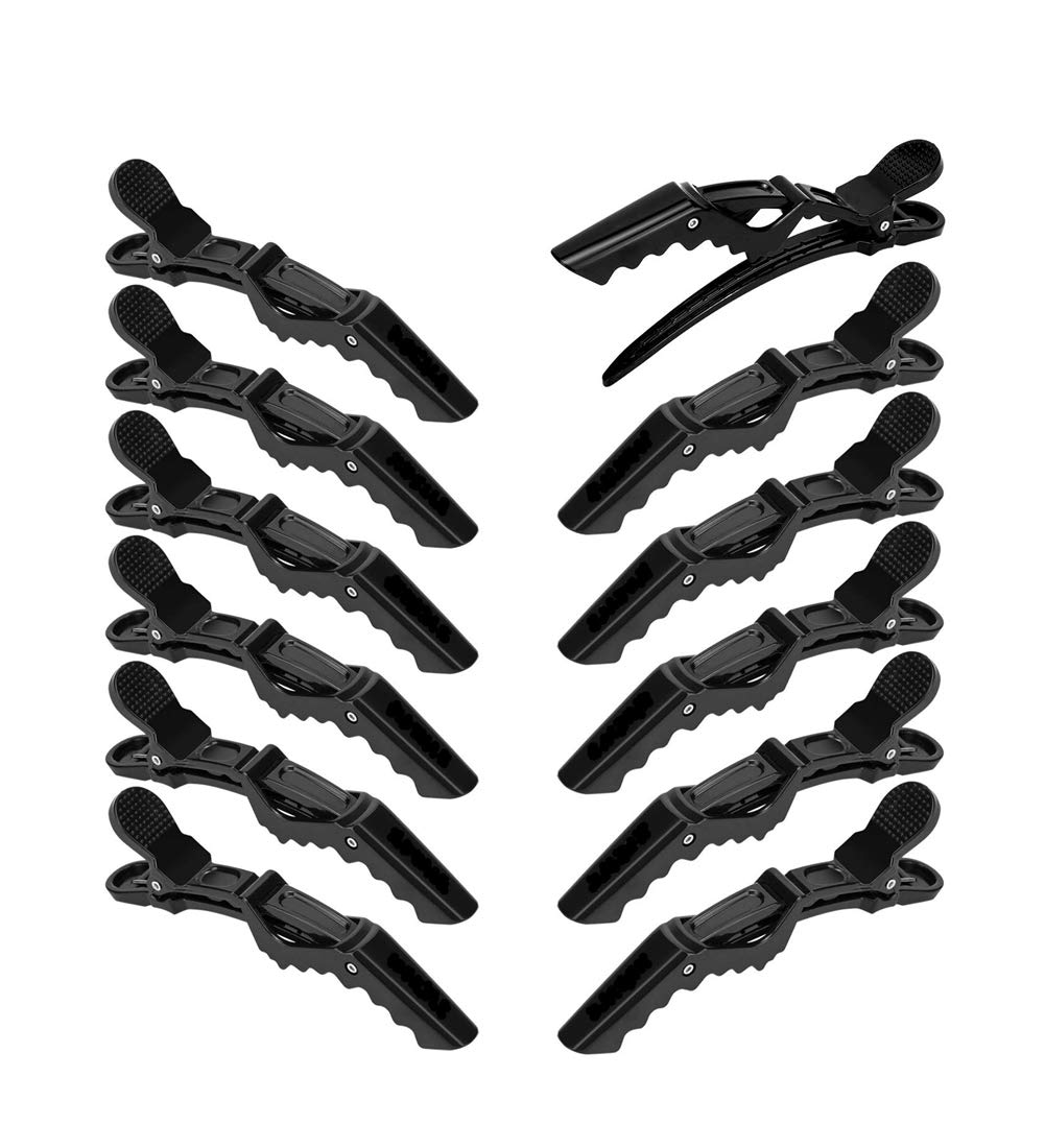 Photo 1 of 12Pcs Hair Clips for Styling Sectioning - Wide Teeth Double Hinged Design Professional Salon Quality Alligator Hair Clips (black)