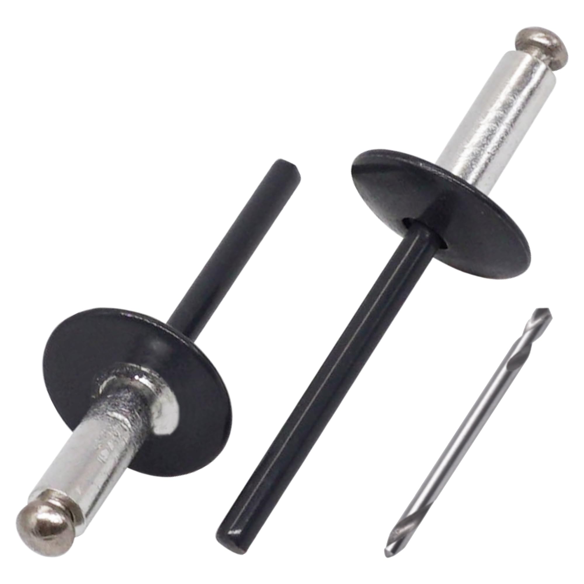 SKIR'CO (100 pezzi) Rivetti ciechi a flangia grande in alluminio 4,8 x 16 mm, mandrino in acciaio inossidabile, RAL 7016 grigio antracite (punta per trapano inclusa)