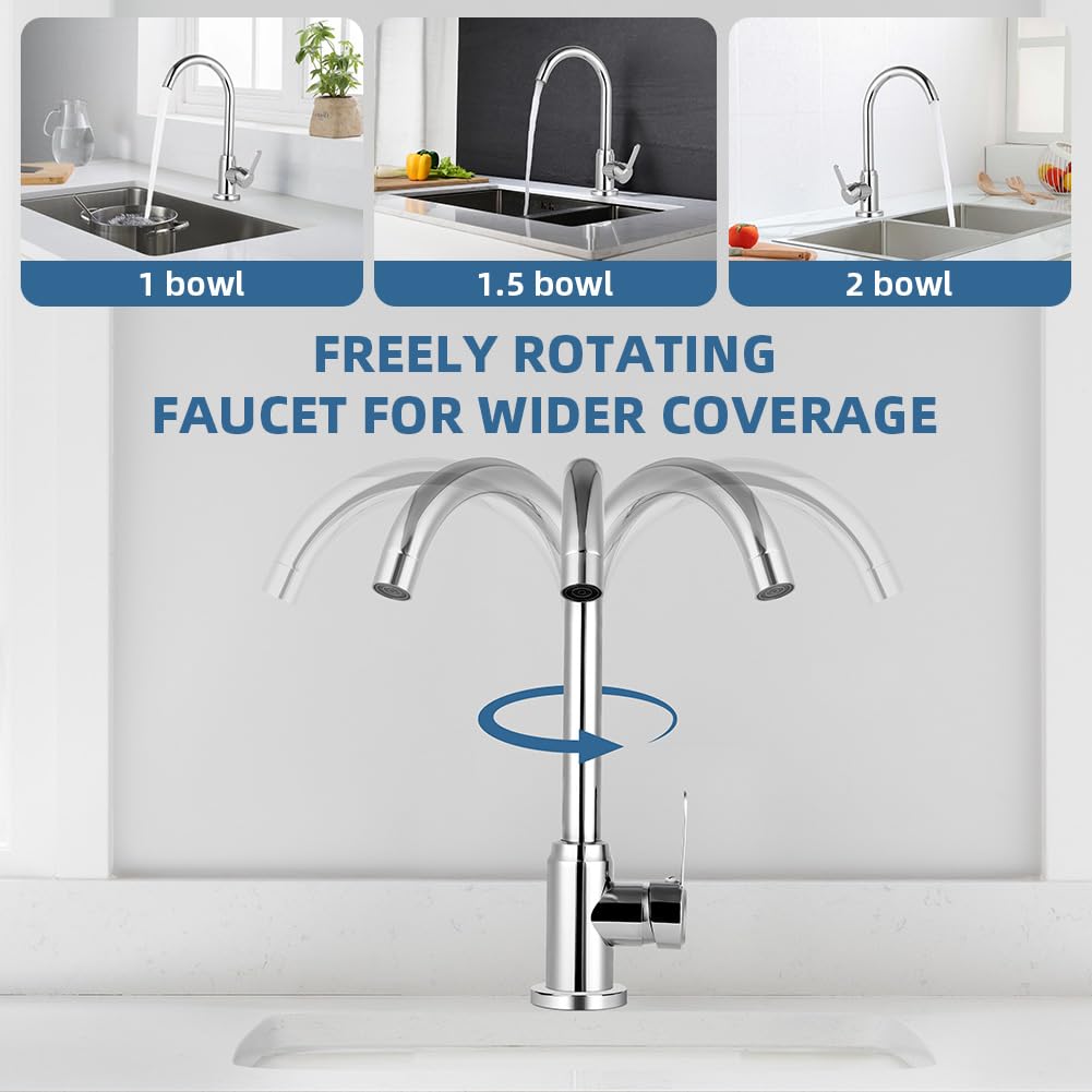 flintronic Robinet de Cuisine Rotatif 360° Mitigeur Monocommande Evier Chromage Eau Chaude Froide