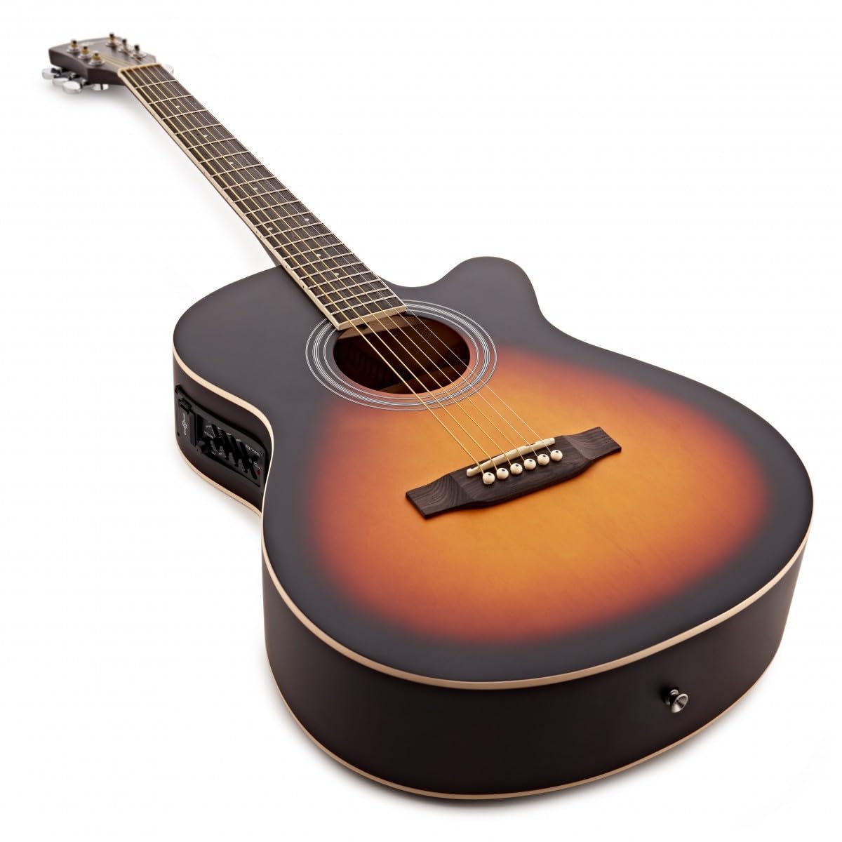 Chitarra elettroacustica con Cutaway Gear4music, Sunburst | Preamplificatore Integrato con EQ 3 Bande, Corpo in Tiglio per un Tono Chiaro ed Equilibrato, Manico a C Comodo