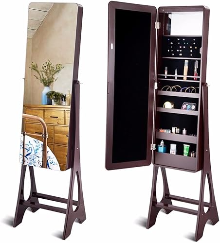 XBWEI - Organizador de armario de joyería con borde biselado espejo de tamaño completo muebles para el hogar