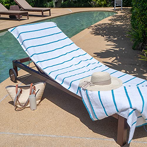 Arkwright Llc CC-HS3085BL-2PK Arkwright Las Rayas Chaise Lounge Cover - Pack Of 2 - Terry Towel 100% Striped Soft Cotton thumb #5