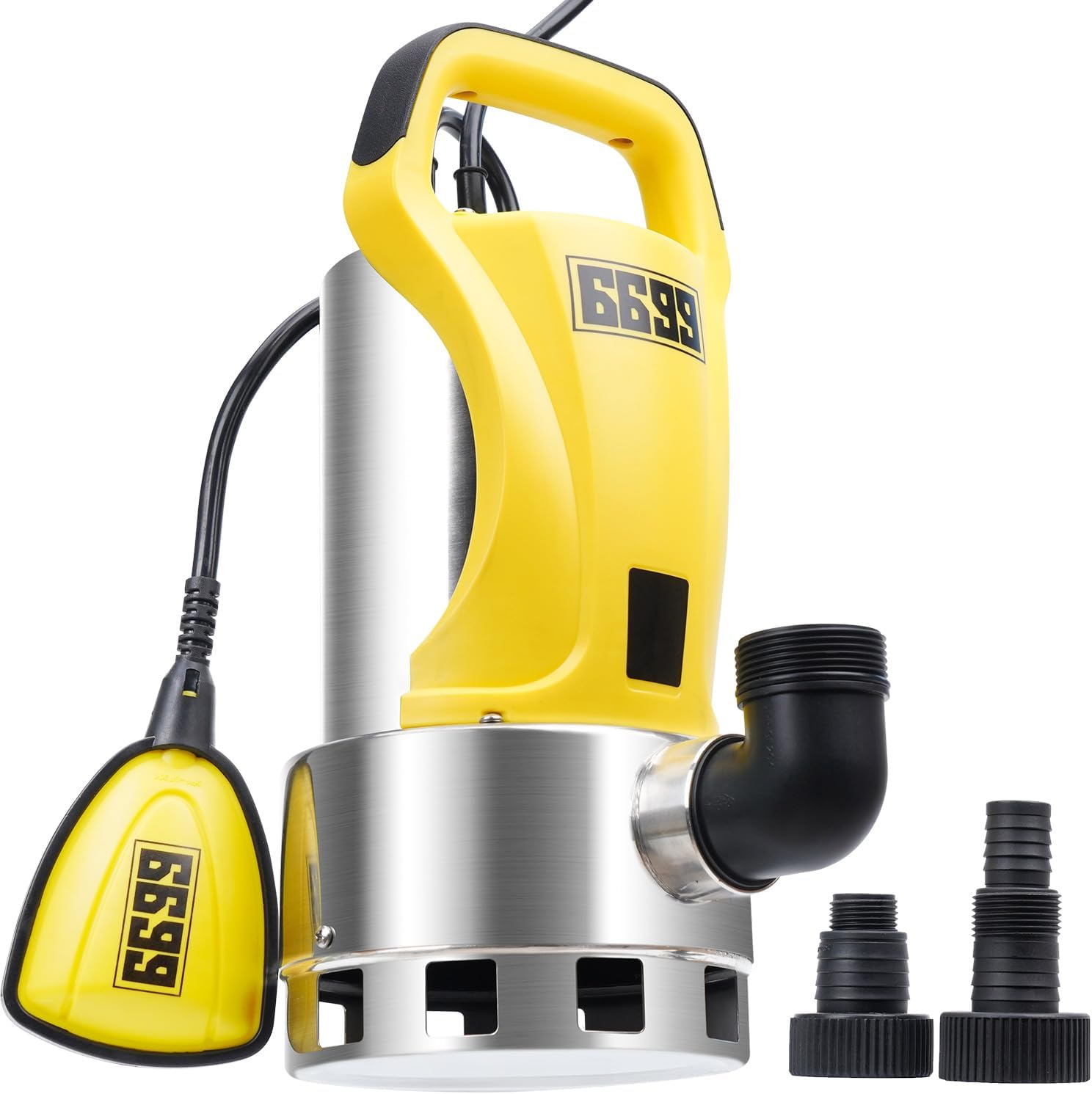 1.5HP Sump Pump Submersible Utility Pump 5500GPH High Flow Stainless Steel Water Pump Water Removal from Pool Basement Sump Pit Garden Pond Hot Tub SUB 5500SS 5500GPH Sump Pump with Float Switch