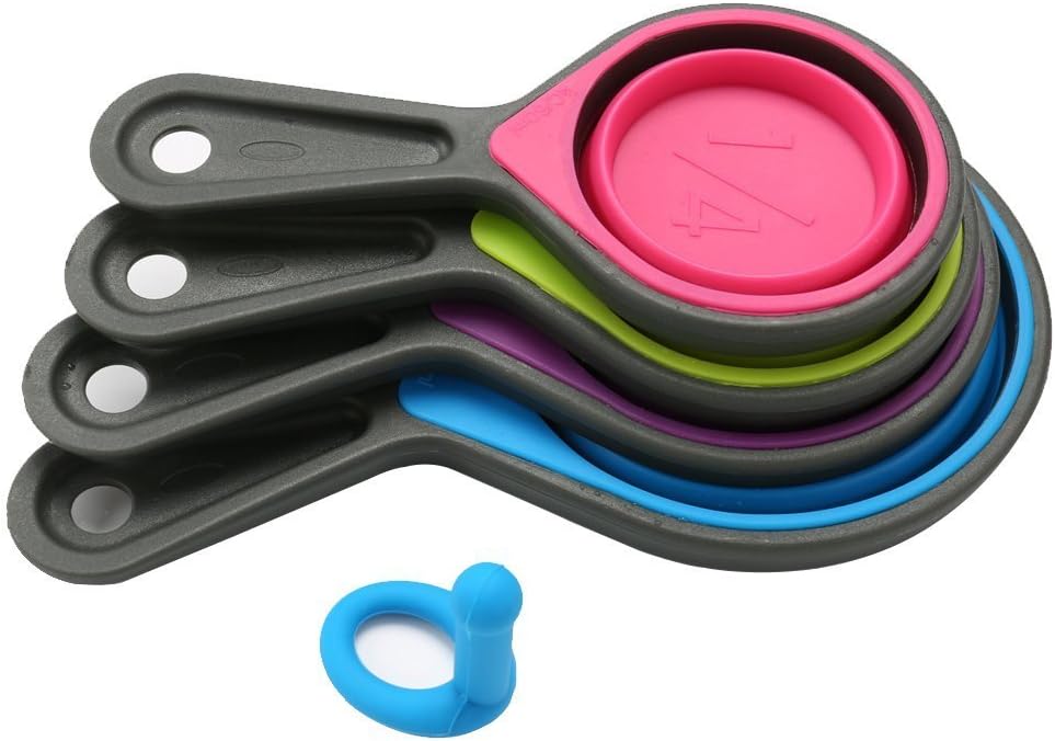 Fawei Collapsible Silicone Measuring Cups with 60ml/80ml/125ml/250ml - 4 Piece Set Kitchen Measuring Tools