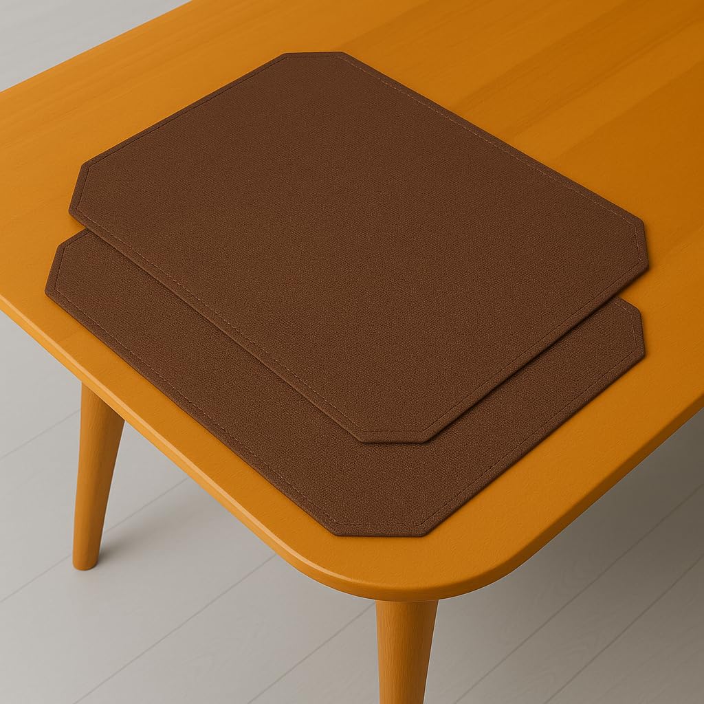 DecoHomeTextil Leinen Optik Tischdecke, 2 Stück 35 x 50 cm Dunkelbraun, wasserabweisend, fleckenabweisend, abwaschbar, Lotuseffekt, bügelfrei