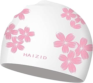 Touca de natação masculina, 2 peças, touca de natação grossa para cabelos longos, design estampado, antiderrapante, à prova d'água, touca de natação para proteger as orelhas, touca de natação de cabelo longo para adultos