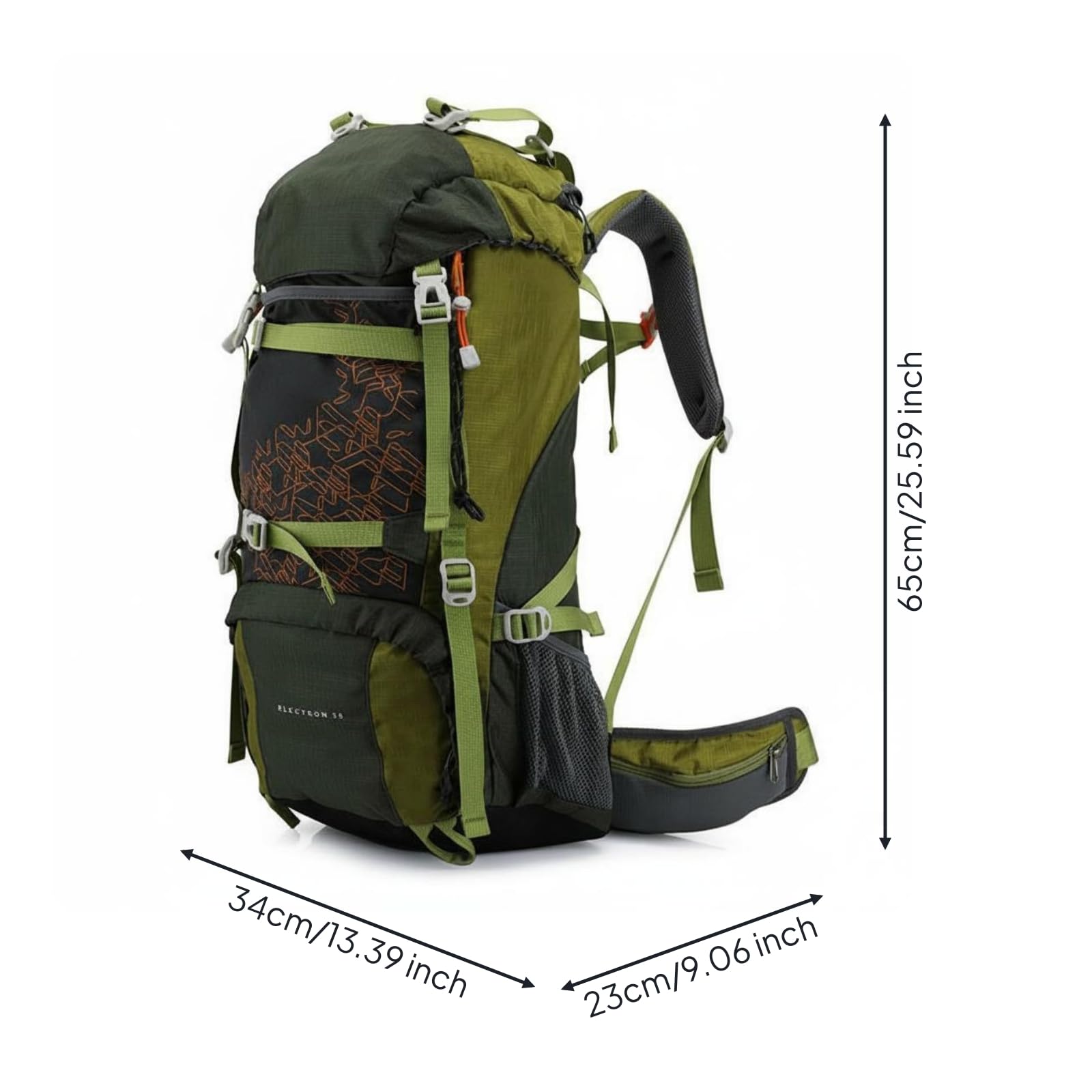 Baoblaze Mochila de Senderismo Mochila de Camping Mochila Impermeable Mochila de Trekking con Nylon y Silbato de Emergencia Tirantes Acolchados y, Verde, Verde Militar