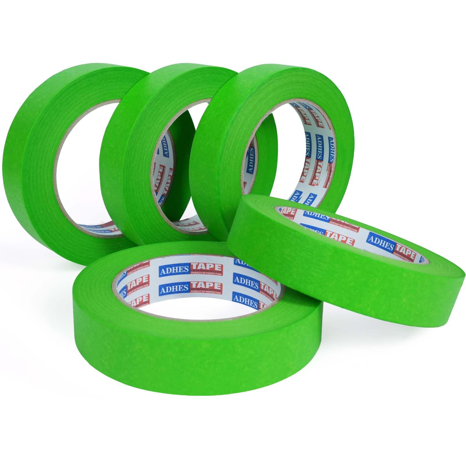 ADHES Green Masking Tape for Painting, 5 Rolls 24mm x 50m UV Resistant
