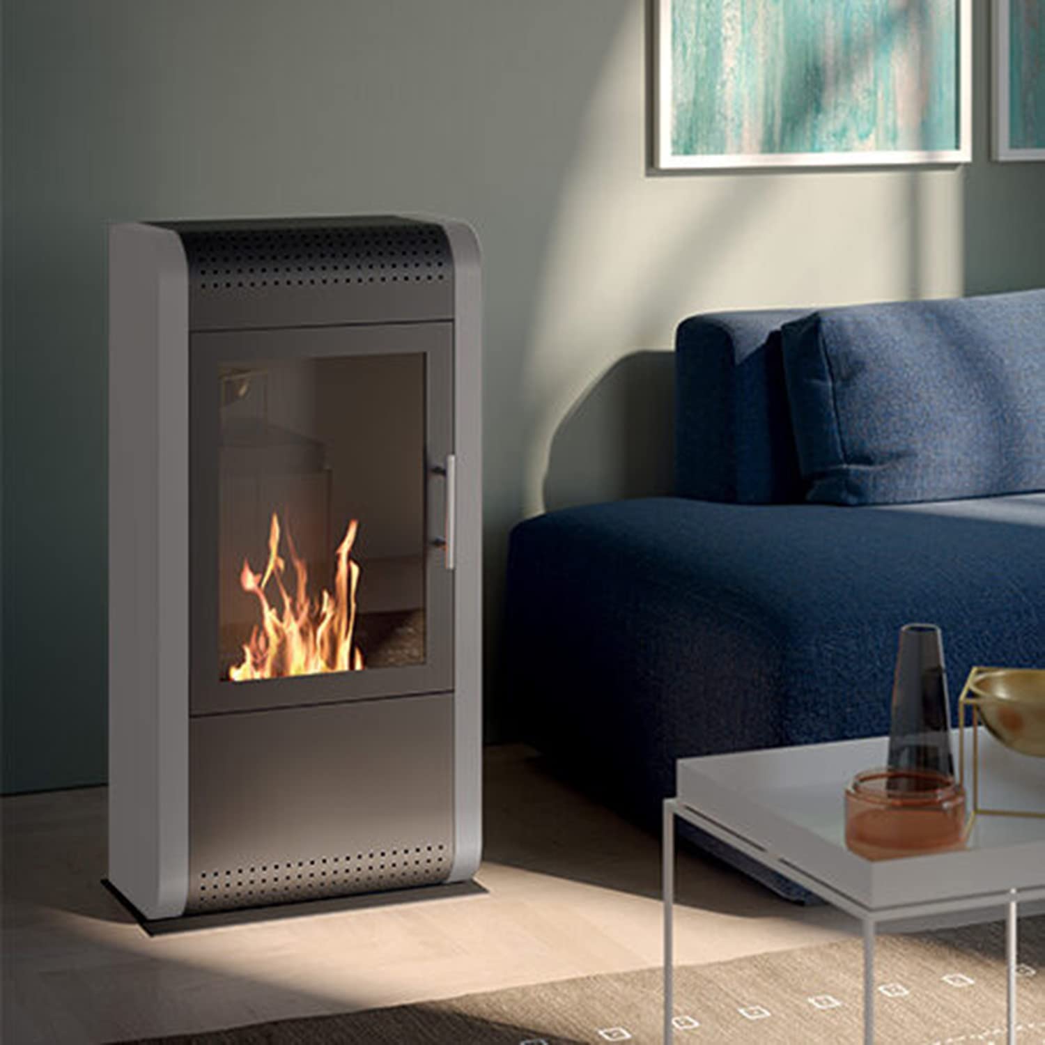 Biocamino da pavimento Ruby modello Giga, 470x260x905 mm (Bianco)