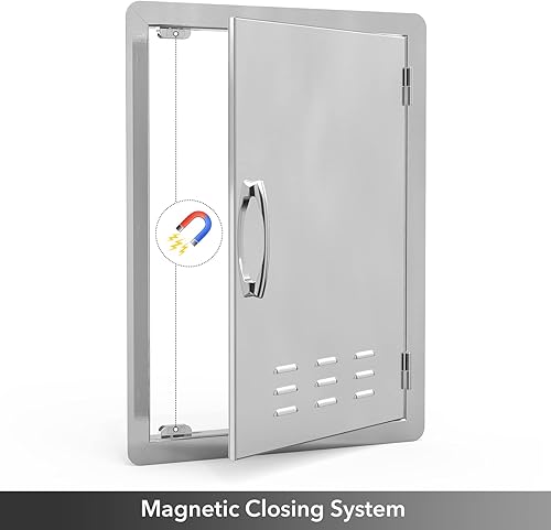 Miniatura 4 de Stanbroil Puerta de acceso vertical simple de acero inoxidable con rejillas de ventilación, 17 14 pulgadas por 24 14 pulgadas
