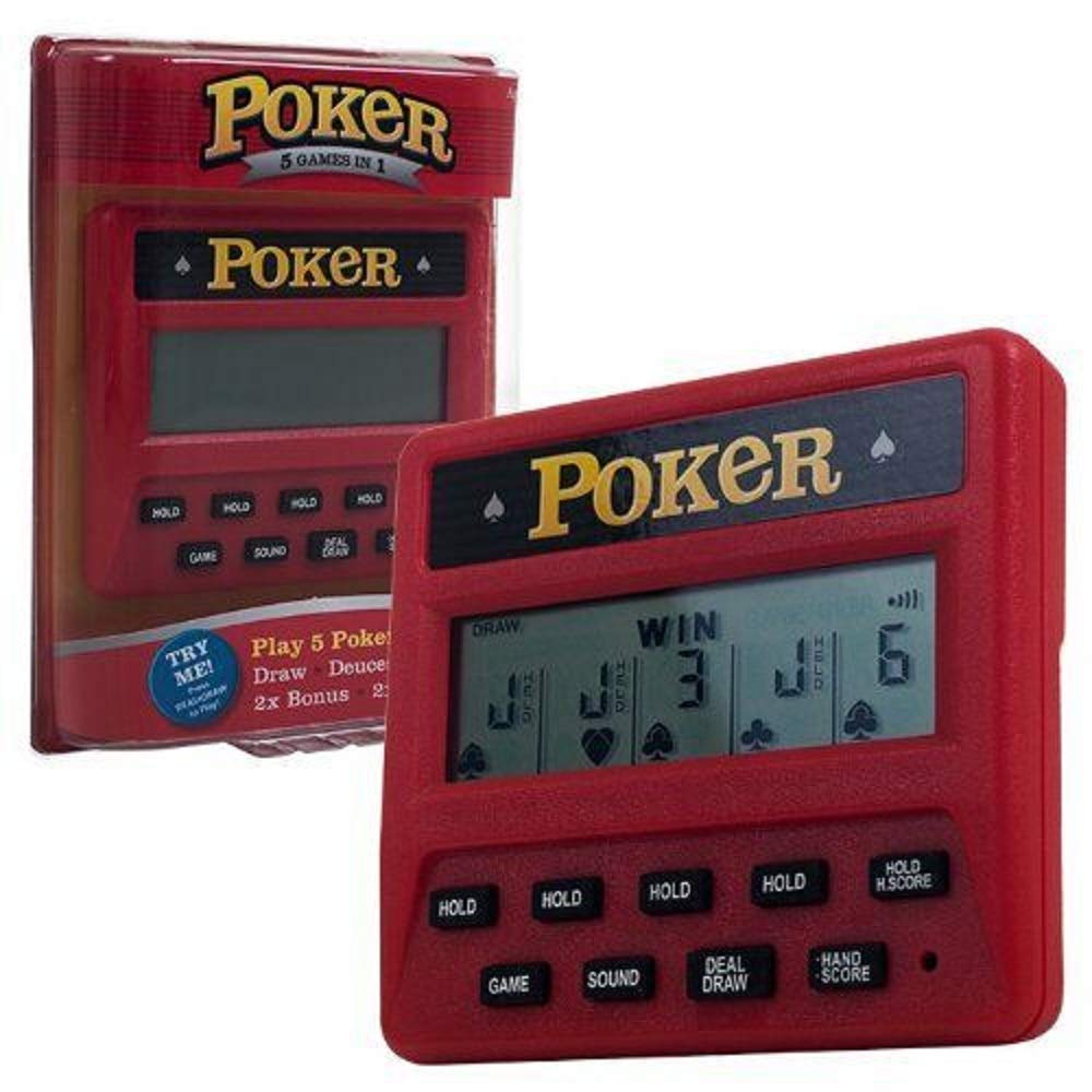WWX Electronic Poker Video Game Casino Handheld Games Toys Battery Powered Kids Toy, Red