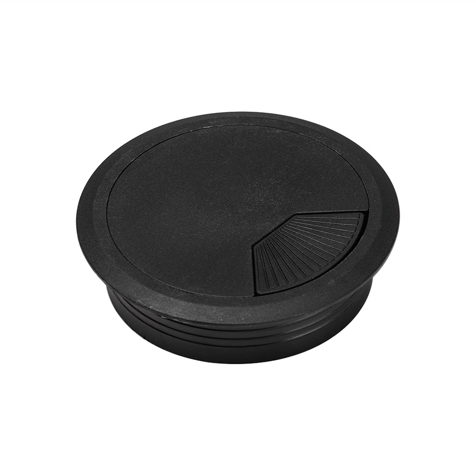 Passe-câble de Bureau Passe-câble de Table, Alliage d'aluminium, Bureau, Bureau, rectangulaire, Passe-câble, Trou de Sortie avec Brosse Noire(80mm Black)