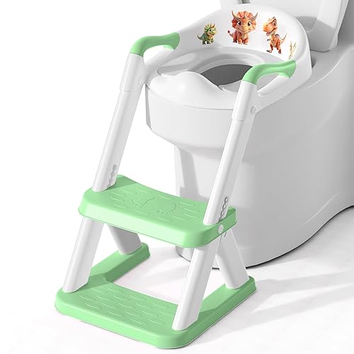 Miniatura 7 de SKYROKU - Asiento de entrenamiento para ir al baño con escalera de taburete escalonada inodoro de entrenamiento para niños y niñas cómodo asiento