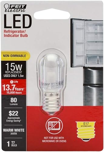 Miniatura 2 de Feit Electric BPT7NSULED Bombilla LED no regulable, 15 W, 120 Vac, base E17 (intermedia), cálida, 80 lúmenes, color blanco (paquete de 2)