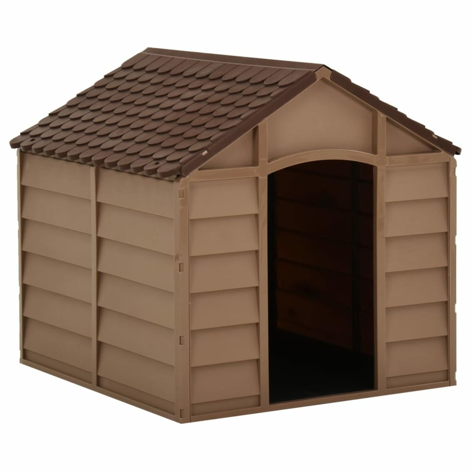 Gecheer Outdoor Large Dog Kennel Dog House for Large Breeds Brown 71x71.5x68 cm PP Large Dog Crate for Outdoor Use