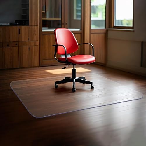 SOONAN Tapete para silla de oficina para suelo de madera dura, 63 x 51 x 0.08 pulgadas, tapete transparente de oficina de 0.08 pulgadas de grosor,